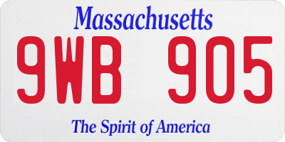 MA license plate 9WB905