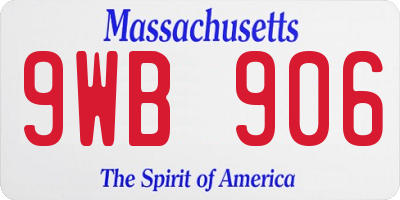 MA license plate 9WB906