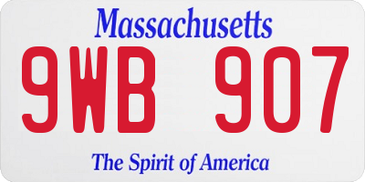MA license plate 9WB907