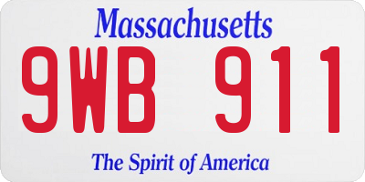 MA license plate 9WB911