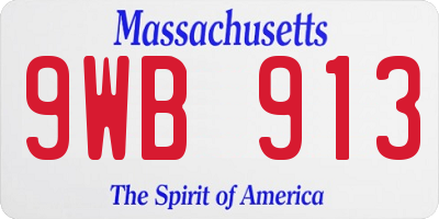 MA license plate 9WB913