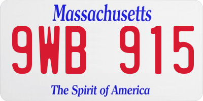 MA license plate 9WB915