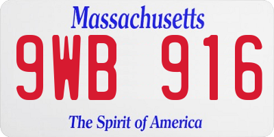 MA license plate 9WB916
