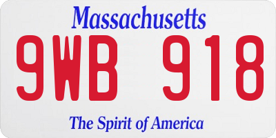 MA license plate 9WB918