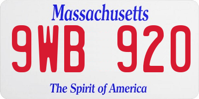 MA license plate 9WB920