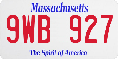 MA license plate 9WB927