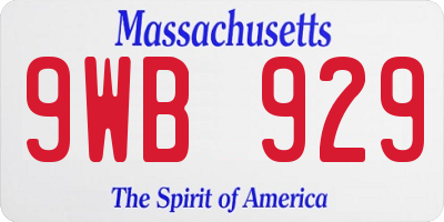 MA license plate 9WB929