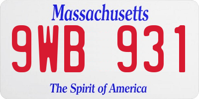MA license plate 9WB931