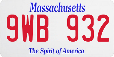 MA license plate 9WB932