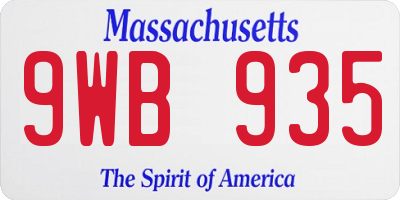 MA license plate 9WB935