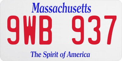 MA license plate 9WB937