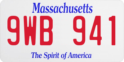 MA license plate 9WB941