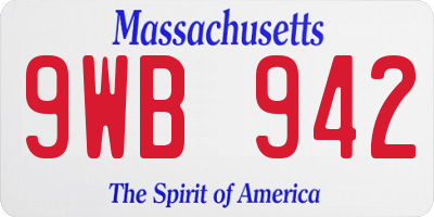 MA license plate 9WB942