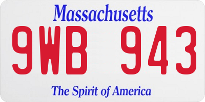 MA license plate 9WB943