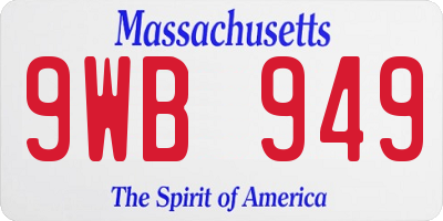 MA license plate 9WB949