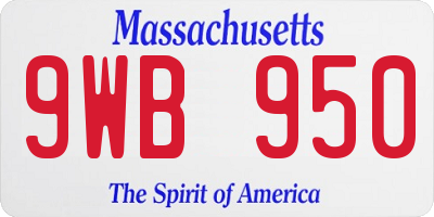 MA license plate 9WB950