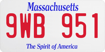MA license plate 9WB951