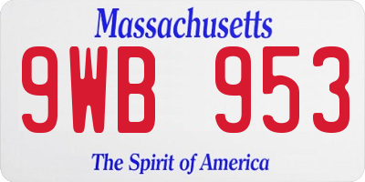 MA license plate 9WB953