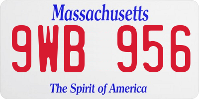 MA license plate 9WB956