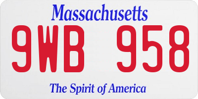 MA license plate 9WB958