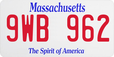 MA license plate 9WB962