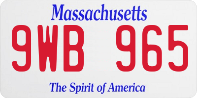 MA license plate 9WB965
