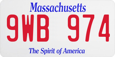 MA license plate 9WB974