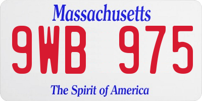 MA license plate 9WB975