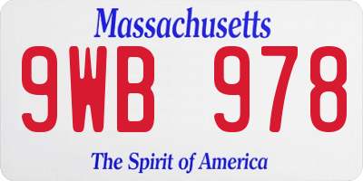 MA license plate 9WB978