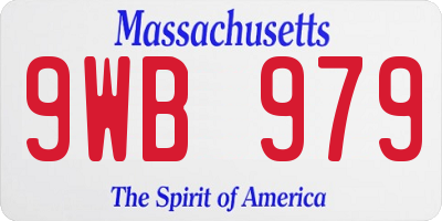 MA license plate 9WB979