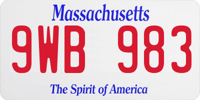 MA license plate 9WB983