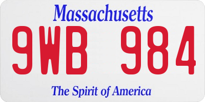 MA license plate 9WB984