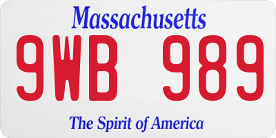 MA license plate 9WB989