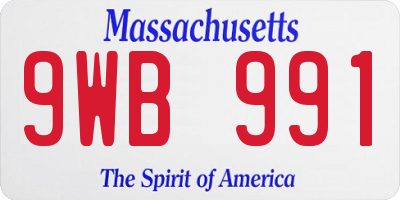 MA license plate 9WB991