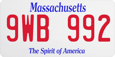 MA license plate 9WB992