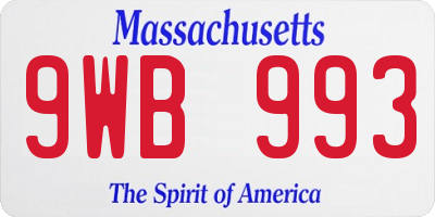 MA license plate 9WB993