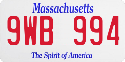MA license plate 9WB994