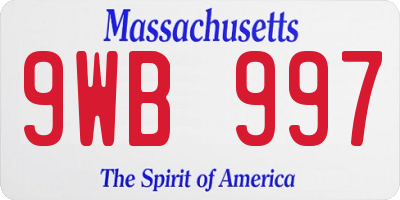 MA license plate 9WB997