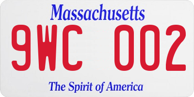 MA license plate 9WC002