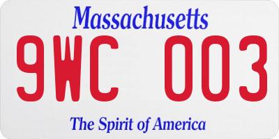 MA license plate 9WC003
