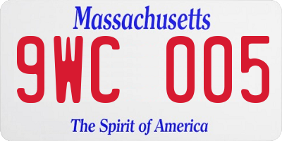 MA license plate 9WC005