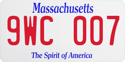 MA license plate 9WC007