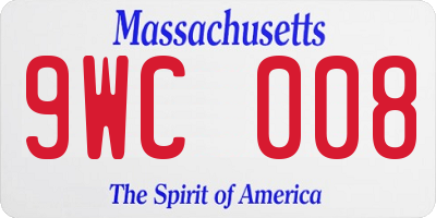 MA license plate 9WC008