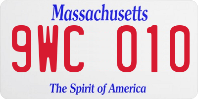 MA license plate 9WC010