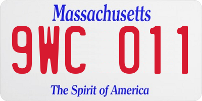 MA license plate 9WC011