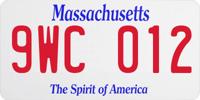 MA license plate 9WC012