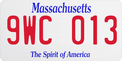 MA license plate 9WC013