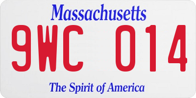 MA license plate 9WC014