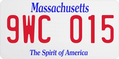 MA license plate 9WC015