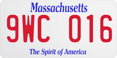 MA license plate 9WC016